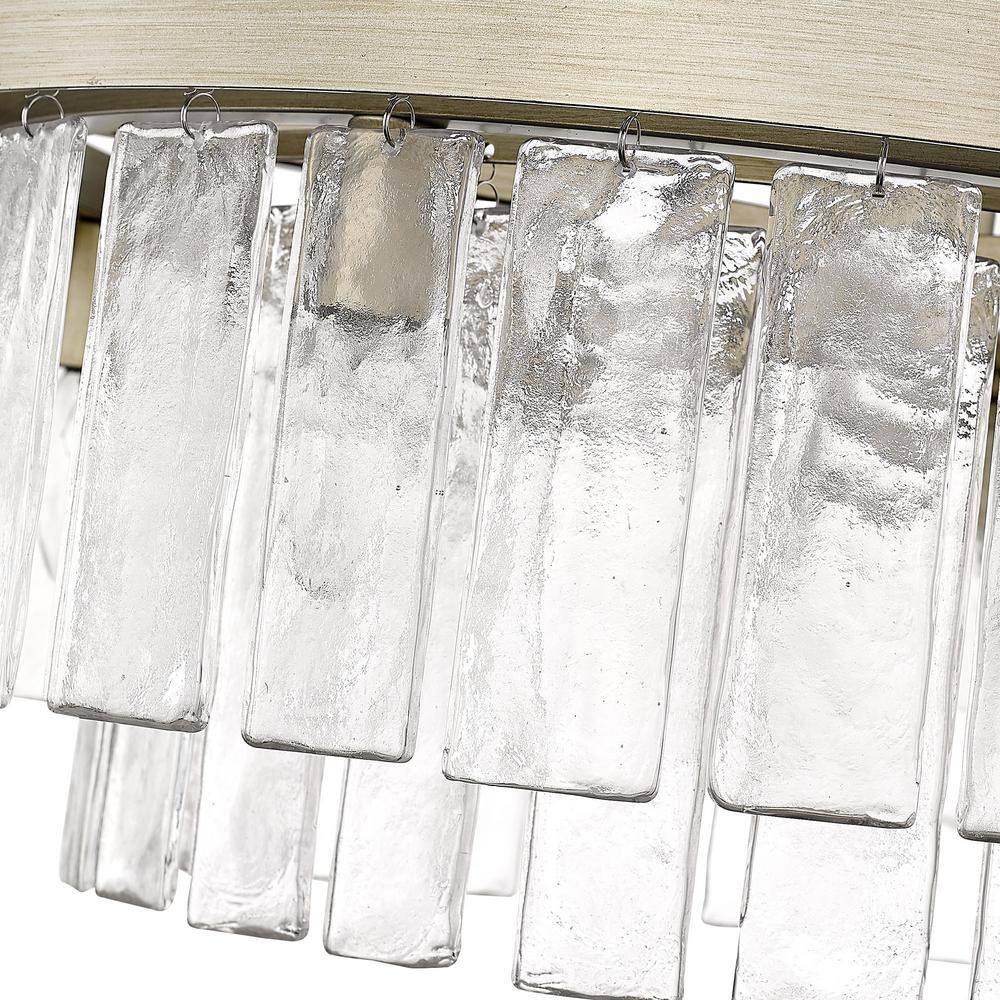 Golden Lighting Ciara 9-Light Chandelier in White Gold with Hammered Water Glass
