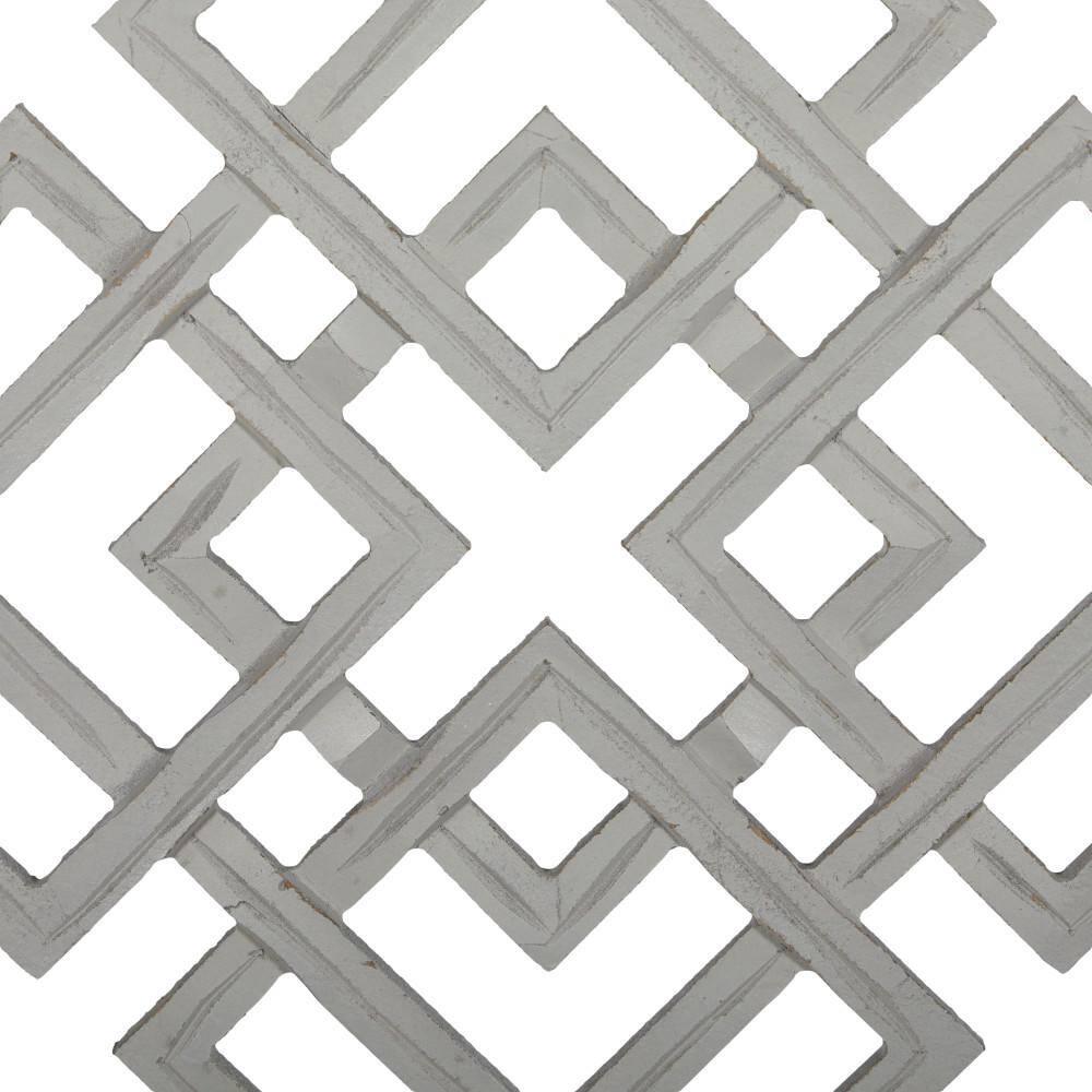 DecMode Gray Wood Carved Geometric Wall Decor
