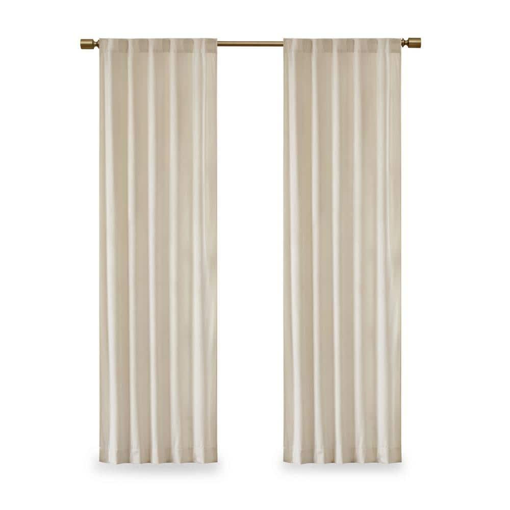 Set of 2 (63"x37") Bryce Poly Velvet Room Darkening Curtain Panels Ivory: Modern Living Room Decor by 510 Design
