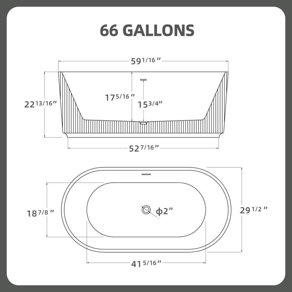 ZEAFIVE WZ48-GW59-R 59" X 30" Freestanding Corner Soaking Acrylic Bathtub