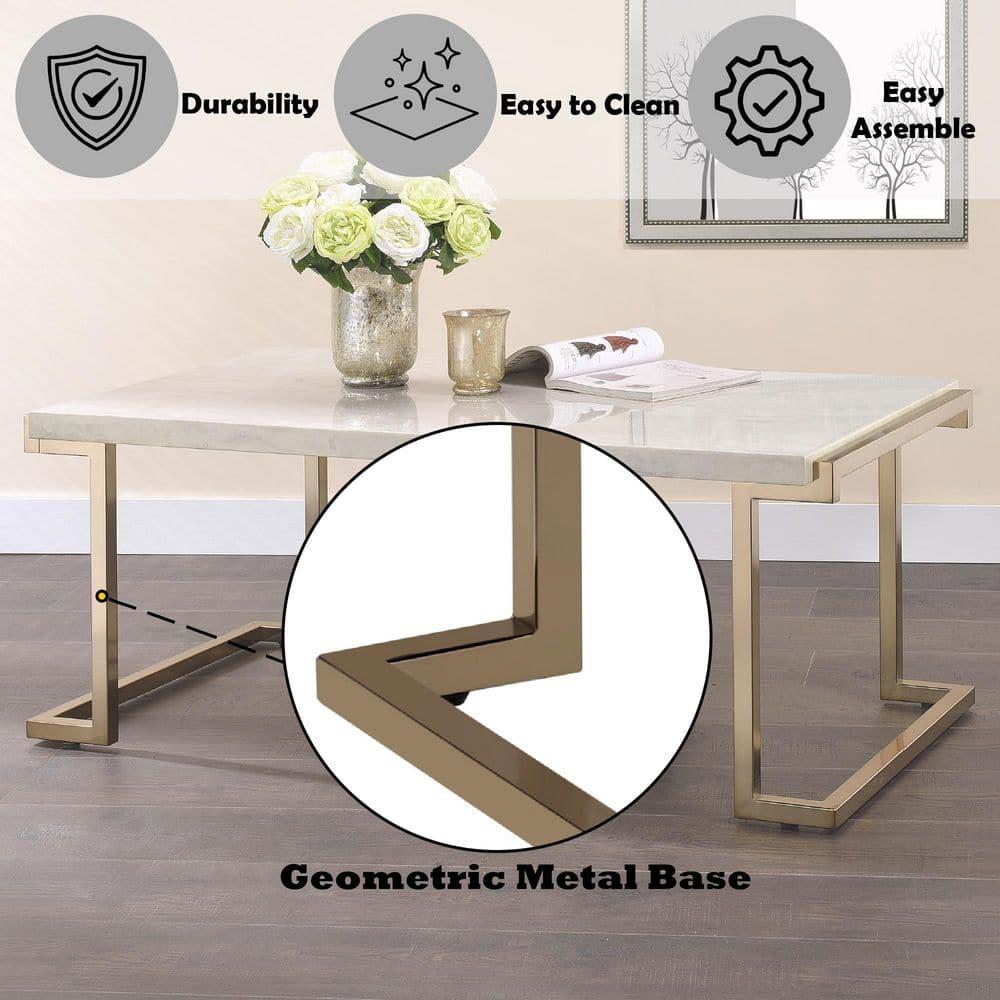 Adrinfly Boice II Coffee Table in Faux Marble & Champagne 82870