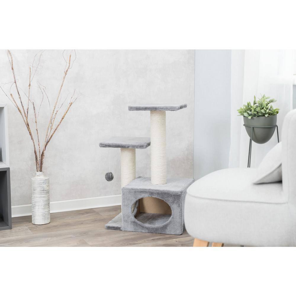 TRIXIE TRIXIE Valencia 28" Cat Tree, 3-Level Cat Tower, Sisal Scratching Posts, Plush Condo and Platforms, Dangling Cat Toy