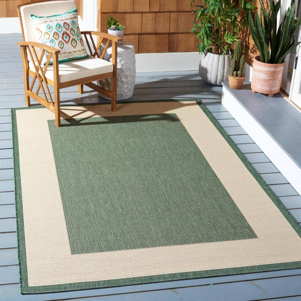 Courtyard CY7987 Power Loomed Indoor/Outdoor Area Rug - Dark Green/Beige - 5'3"x7'7" - Safavieh.
