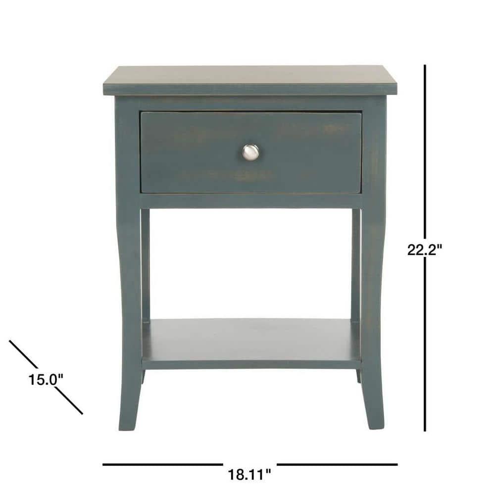 Coby Nightstand With Storage Drawer - AMH6616 - Dark Teal - Safavieh Couture