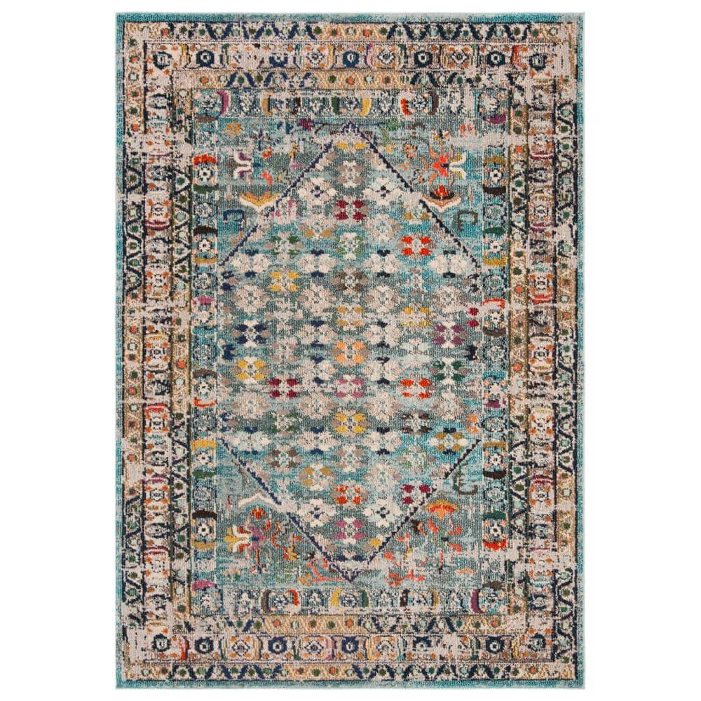 Monaco MNC255 Power Loomed Indoor Area Rug - Blue/Light Grey - 6'7"x9'2" - Safavieh