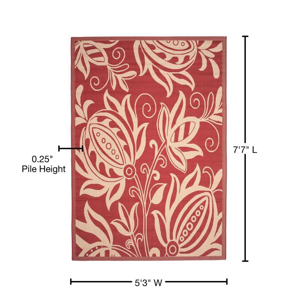 Safavieh Courtyard Crystal Floral Indoor/Outdoor Indoor/Outdoor Area Rug, 5'3" x 7'7", Red/Natural