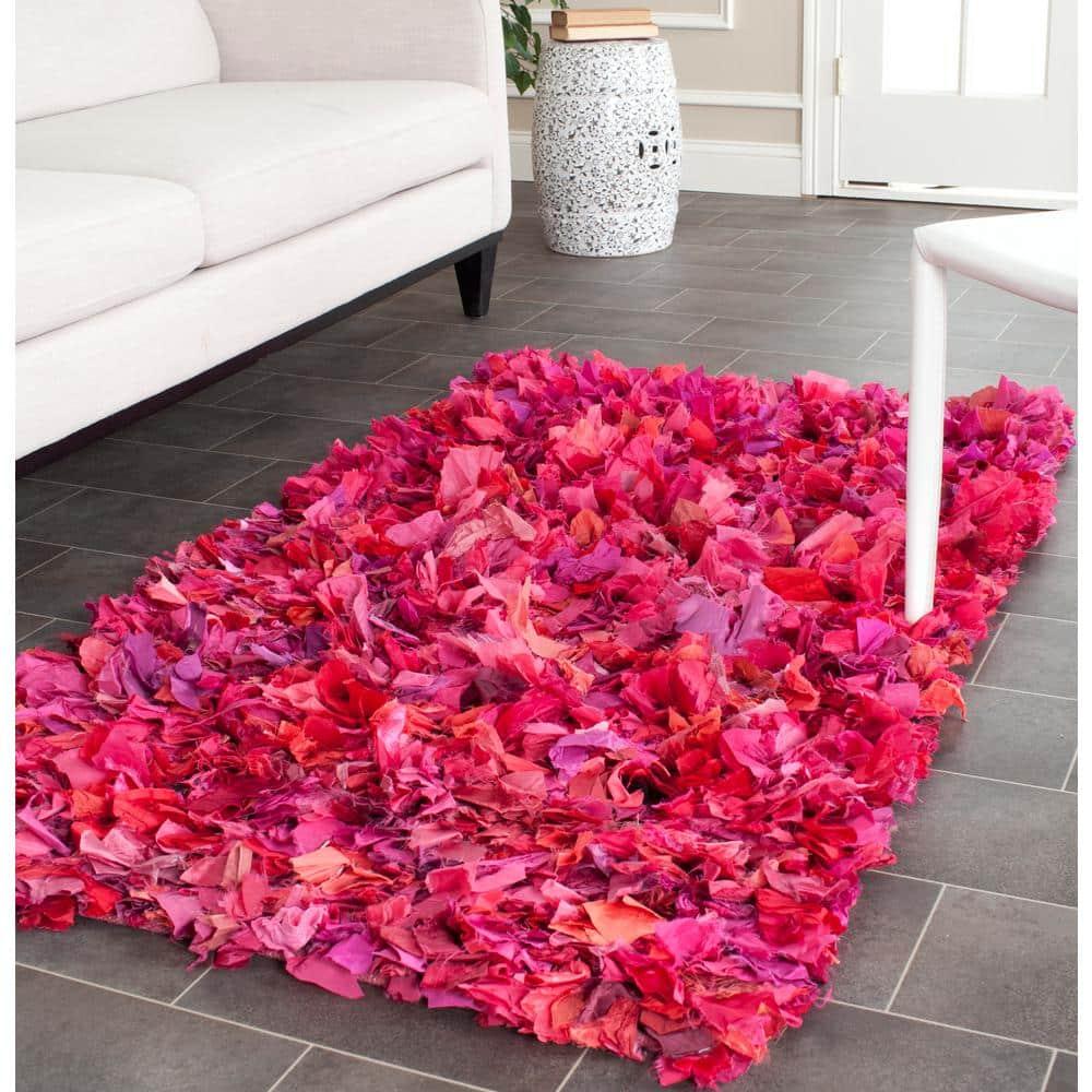 Rio Shag SG951 Hand Woven Indoor Accent Rug - Fuchsia/Multi - 3'x5' - Safavieh