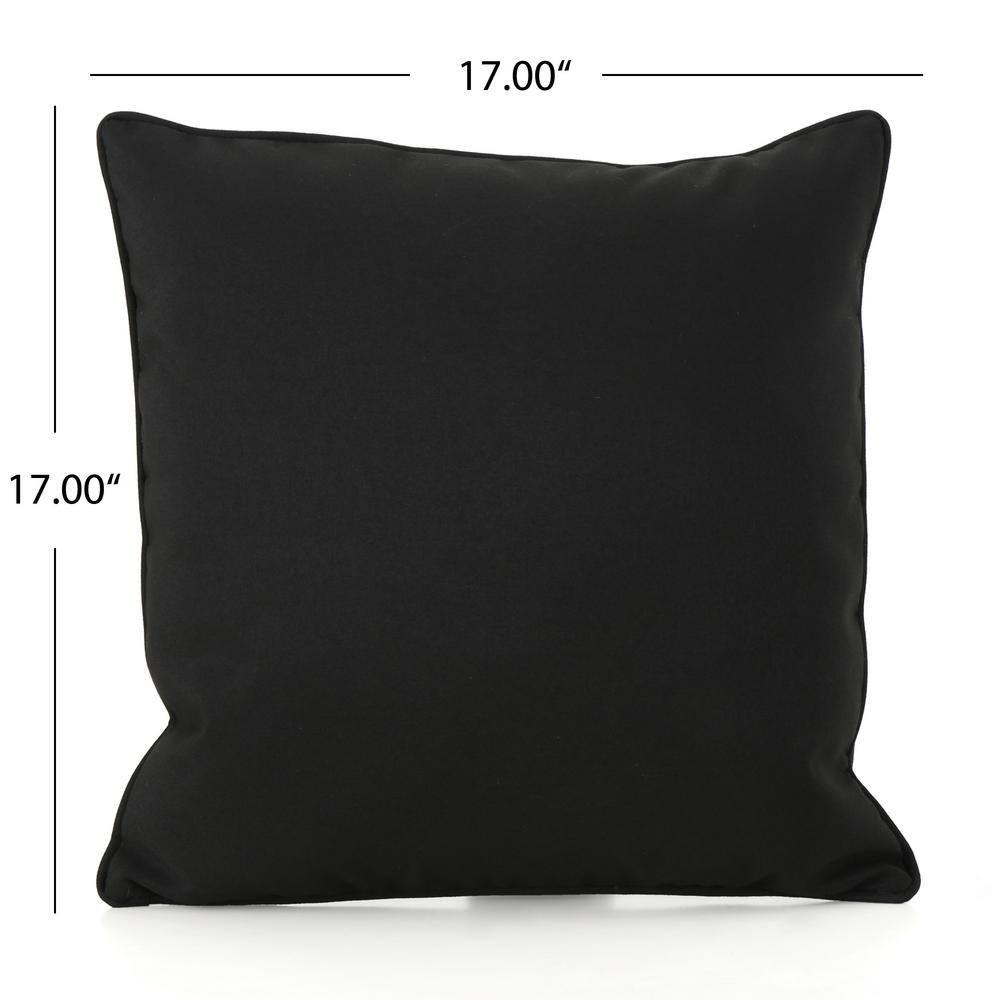 Noble House Coronado 18x18" Square Fabric Throw Pillow in Black