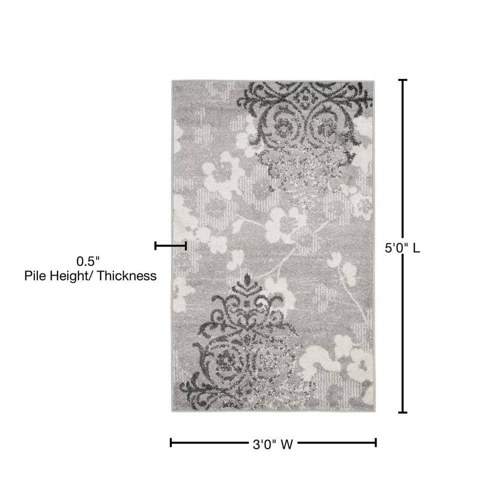 Adirondack ADR114 Machine Made Indoor Accent Rug - Silver/Ivory - 3'x5' - Safavieh