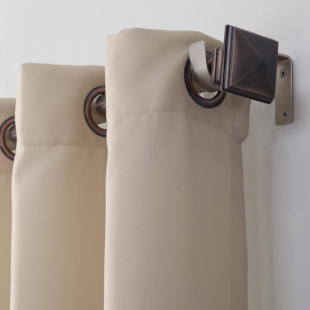 No. 918 Sora Casual Textured Semi-Sheer Grommet Curtain Panel, 40"x84", Oatmeal