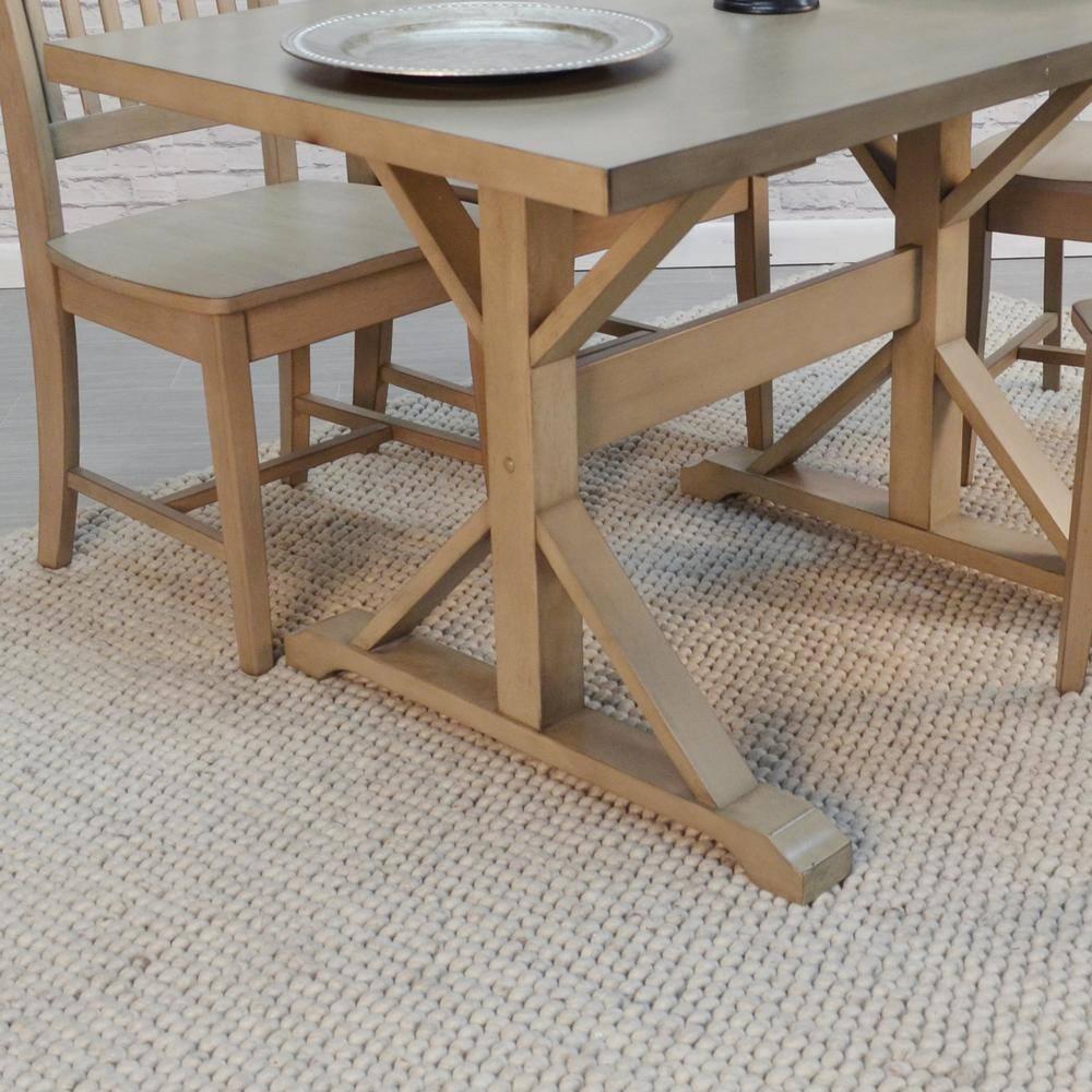 Carolina Living 48" Florence Trestle Dining Table Weathered Gray: Mid-Century Modern, MDF & Wood Veneer, Seats 4