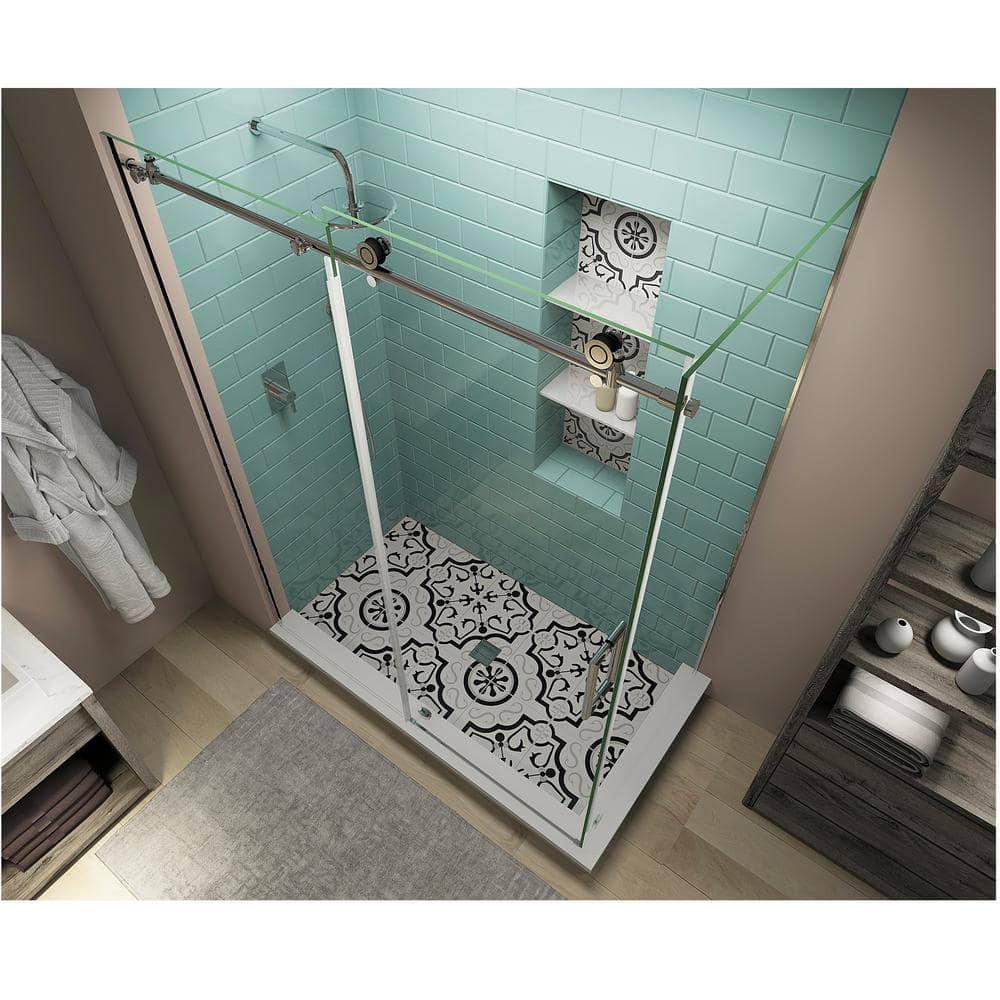Aston Coraline XL 52" - 56" W x 36" D x 80" H Frameless Rectangle Sliding Shower Enclosure SEN984EZ.UC-CH-563680-R