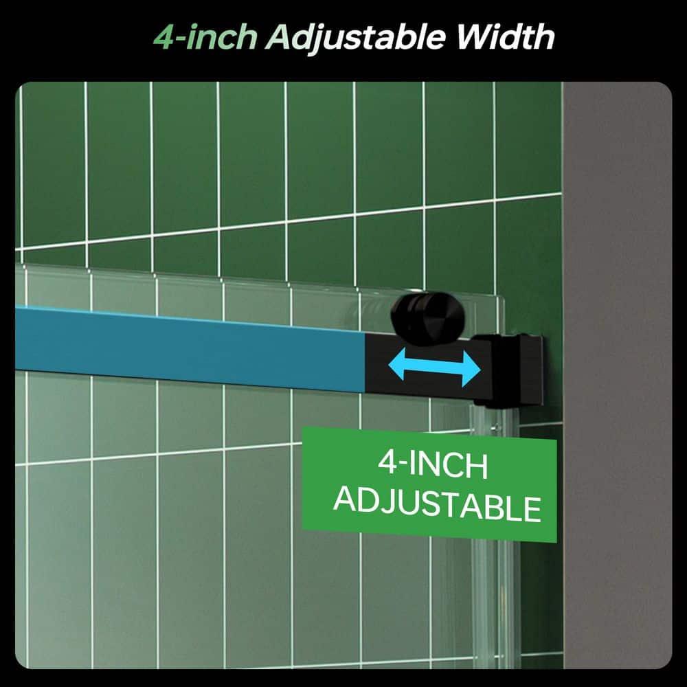 WoodBridge 44-48" W x 80" H Double Sliding Semi- Frameless Shower Door with 5/16"(8mm) Clear Tempered Glass SURFK-4880--BN