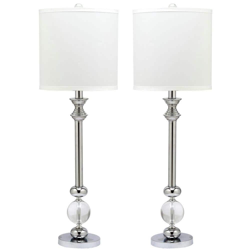 SAFAVIEH Erica 31 in. H Crystal Candlestick Table Lamp, Clear, Set of 2