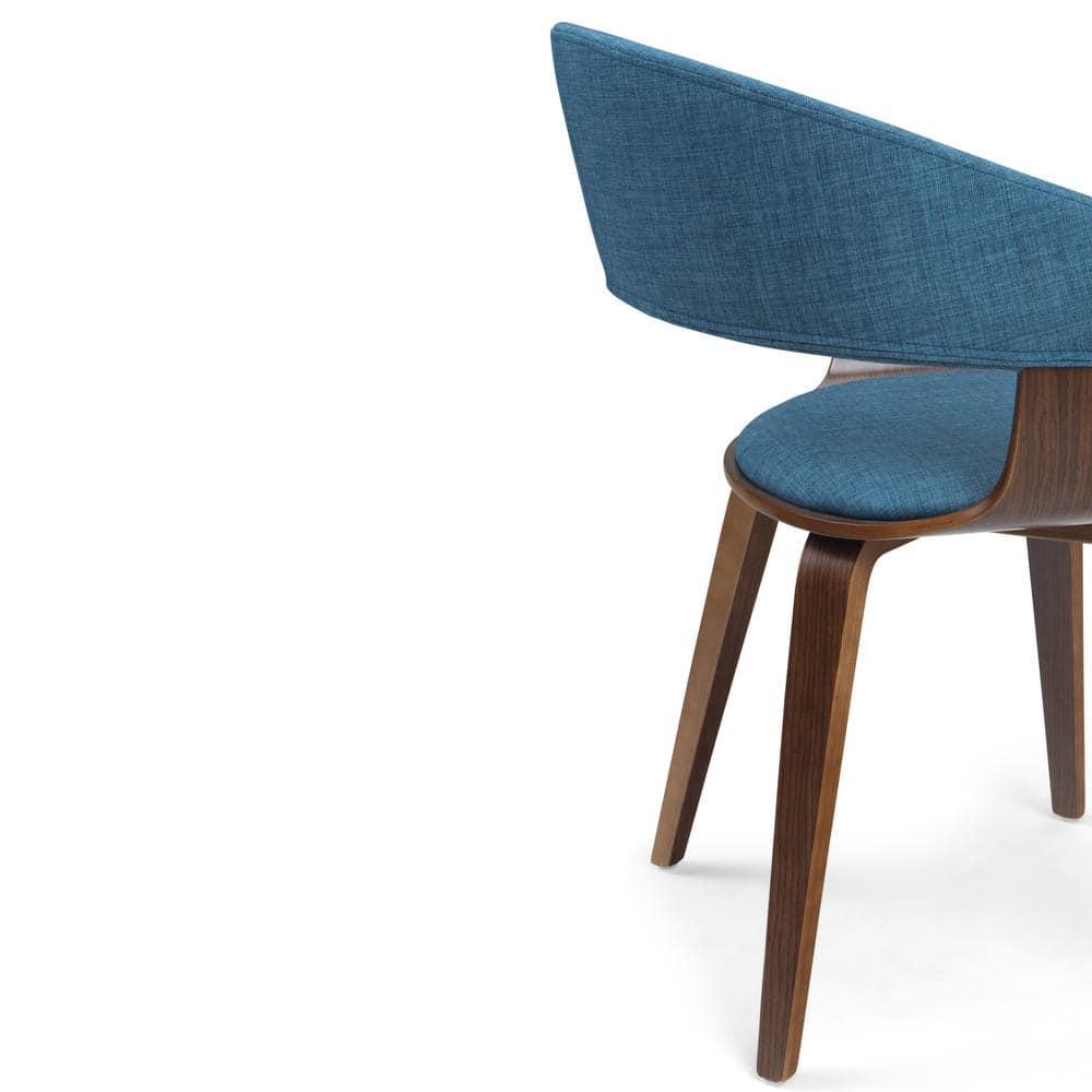 Lowell Bentwood Upholstered Dining Chair with Curved Backrest in Mid-Century Modern Style