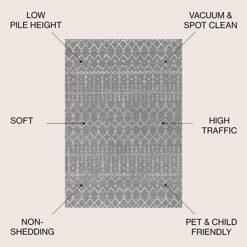 JONATHAN Y Moroccan HYPE Boho Vintage Diamond Gray/Ivory 3 ft. x 5 ft. Area Rug