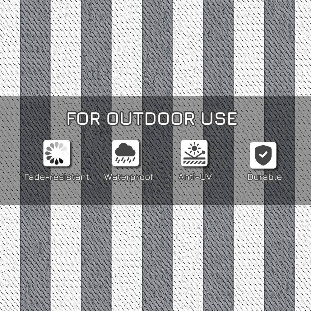 GVN Floor Rug,Indoor Door Mat,Reversible Outdoor Rug, 9'x 12' Waterproof Straw Floor Mat, Portable RV Camping Carpet, Gray & White Striped