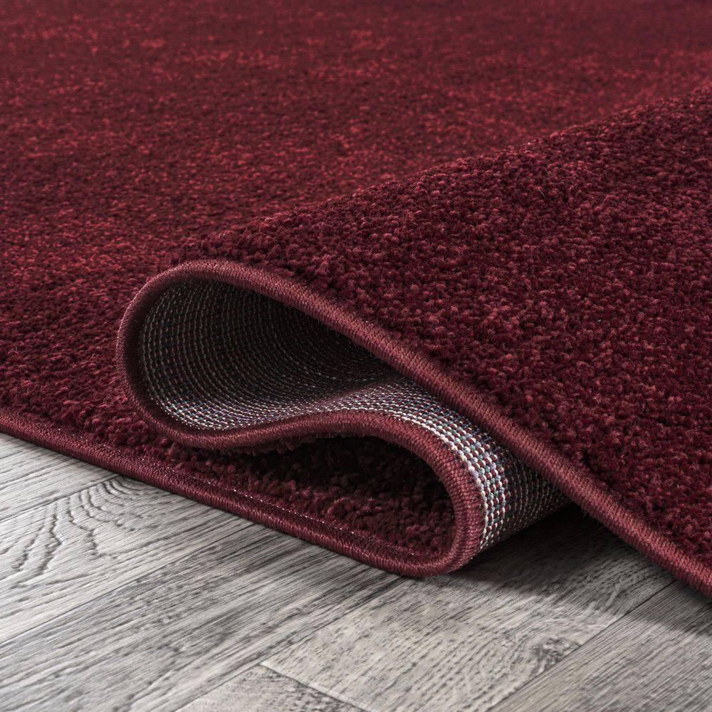 5'x8' Haze Solid Low-Pile, Dark Red - JONATHAN Y