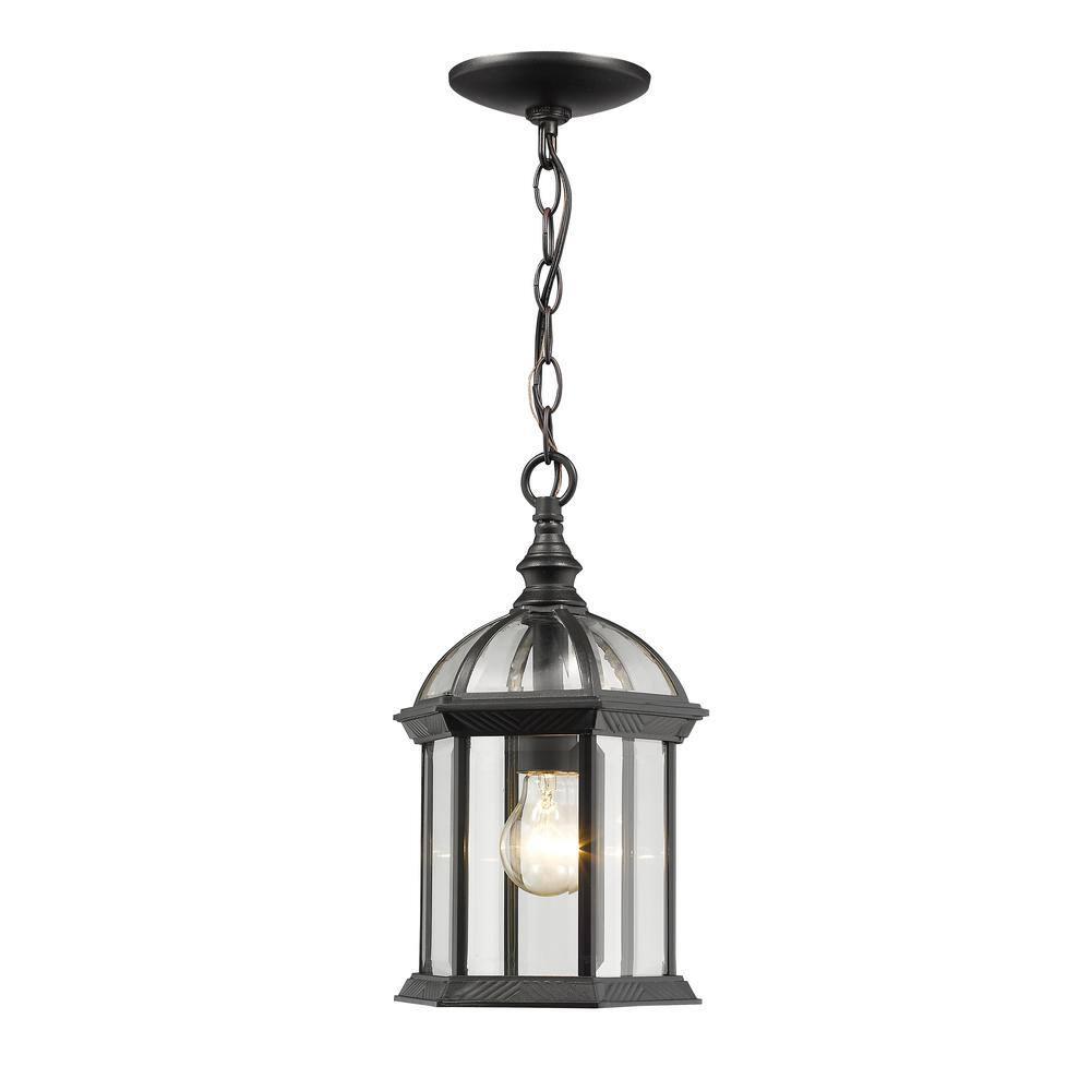 1 Light Outdoor Chain Mount Lantern In Gothic Style 8 Inches Wide By 13.75 Inches High-Black Finish Z-Lite 563Chm-Bk