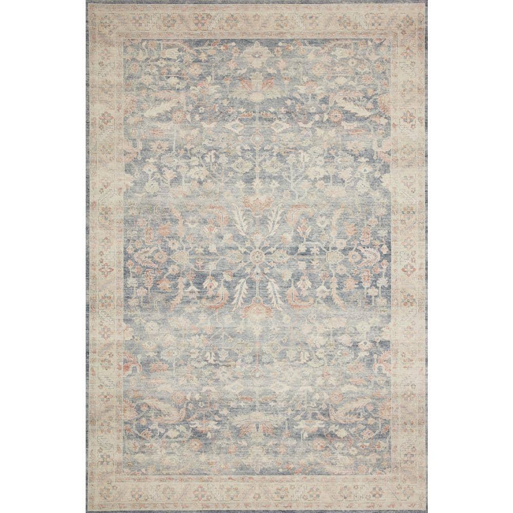 3'6"x5'6" Hathaway Rug Denim Blue - Loloi Rugs: Mid-Century Modern Medallion, Indoor Flat Pile, Polyester