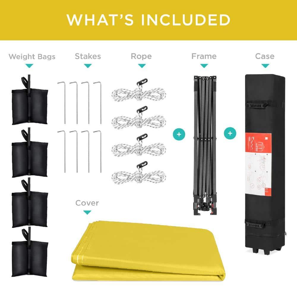 Best Choice Products 10x10ft Easy Setup Pop Up Canopy w/ 1-Button Setup, Wheeled Case, 4 Weight Bags - Yellow