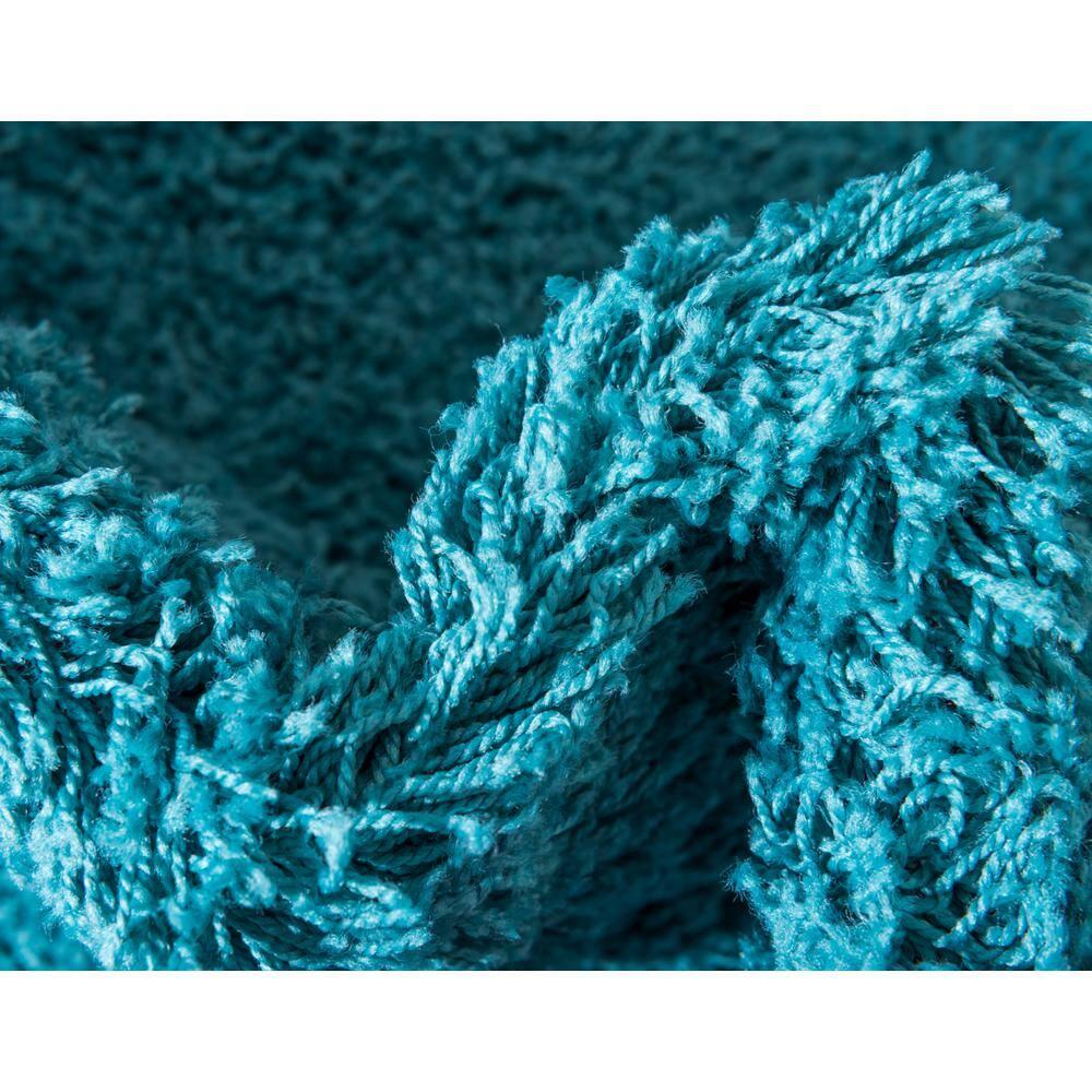 Unique Loom 8' 0 x 10' 0 Solid Shag Deep Aqua Blue Area Rug