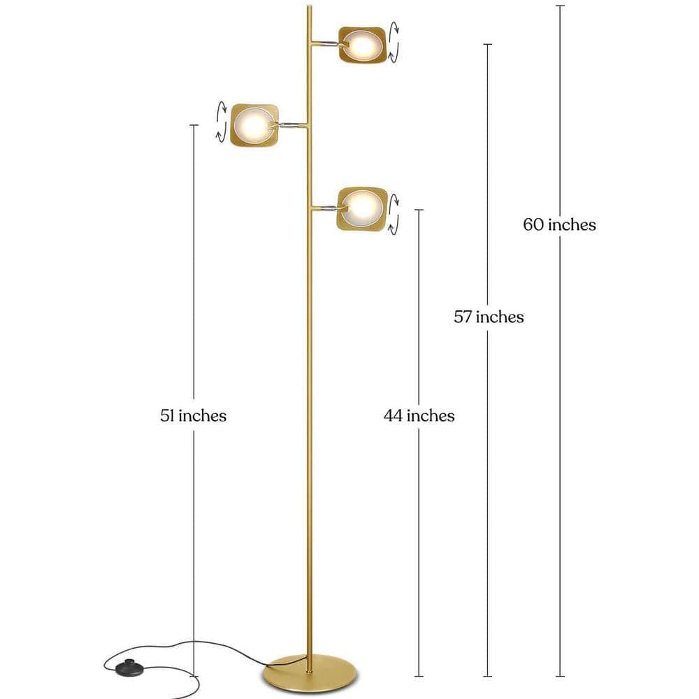 Brightech Tree Industrial LED 3-Way Dimming Floor Lamp with 3 Adjustable Spot Lights