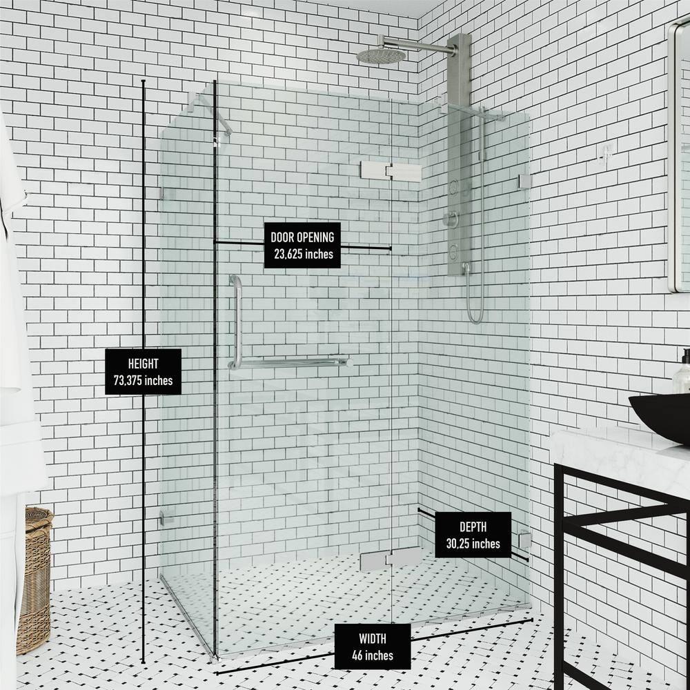 VIGO Monteray 46" W x 30" D x 73" H Hinged Frameless Shower Enclosure with 3/8  Clear Glass VG6011CHCL48