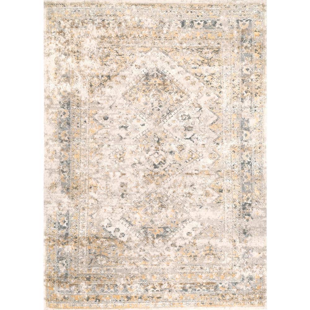 Nuloom Madisson Medallion 4x6 Indoor Area Rug for Living Room Bedroom Dining Room Kitchen, Gold/Ivory