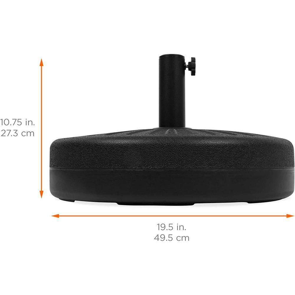 Costway 20'' Round 23L Water Filled Umbrella Base Stand Self-filled Patio Furniture Black