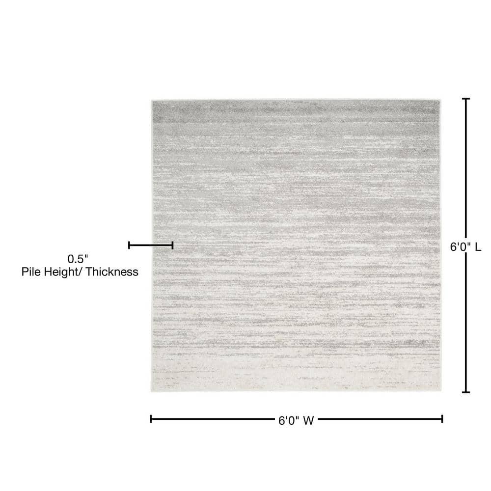 Adirondack ADR113 Machine Made Indoor Area Rug - Ivory/Silver - 6'x6' - Safavieh