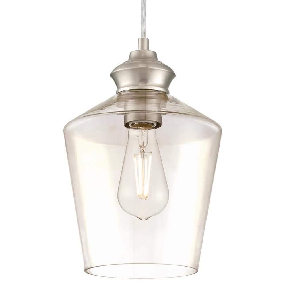 Westinghouse Ramsey Mini Pendant Brushed Nickel Finish Clear Glass