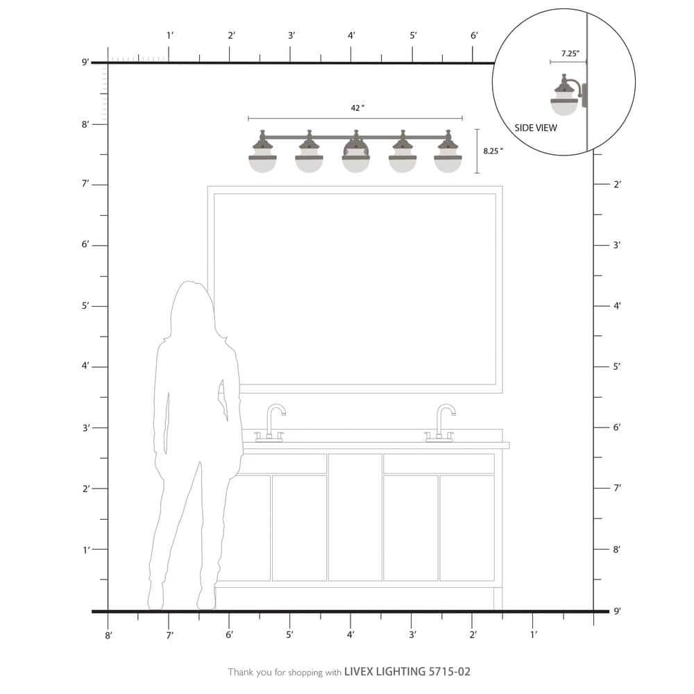 Livex Lighting Oldwick 5 - Light Vanity in  Polished Brass