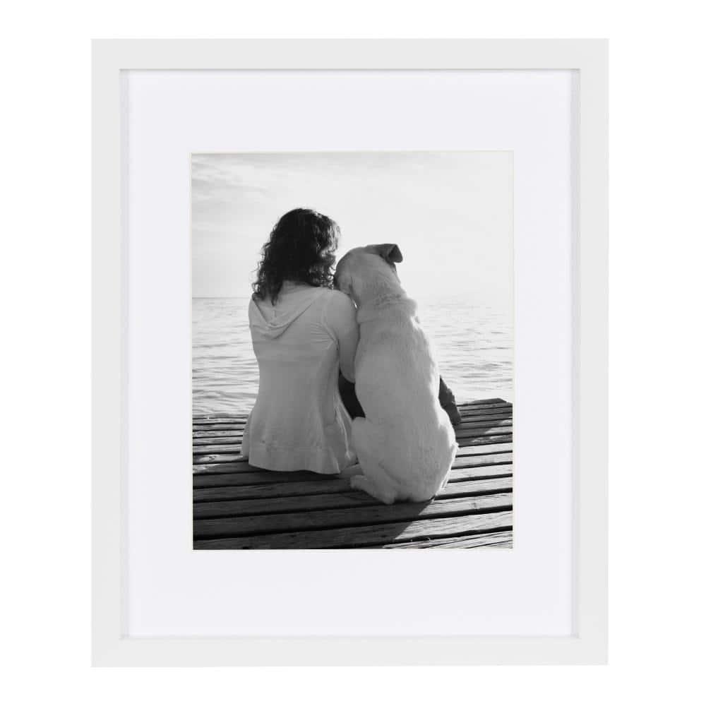 DesignOvation Gallery Rectangle Wood Wall Frame, 11x14 matted to 8x10, White