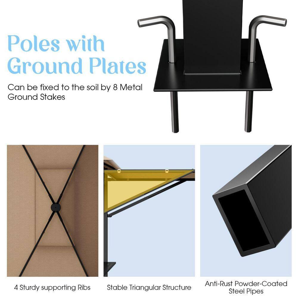 Canddidliike 13.5 x 4 Feet Patio BBQ Grill Gazebo Canopy with Dual Side Awnings-Beige, Outdoor Party Event Tents for Outside Party Waterproof Tent BBQ Shelter