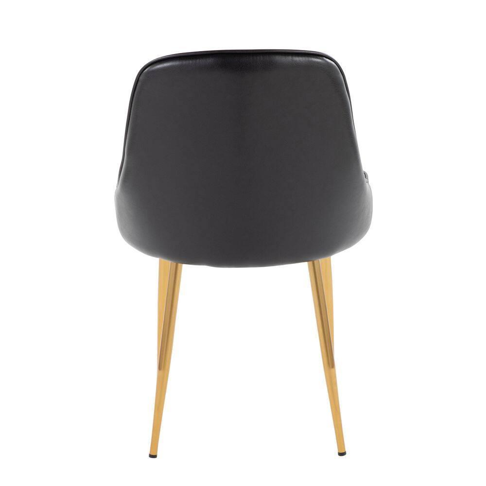 LumiSource Gold Metal, Black PU Marcel Dining Chair - Set of 2