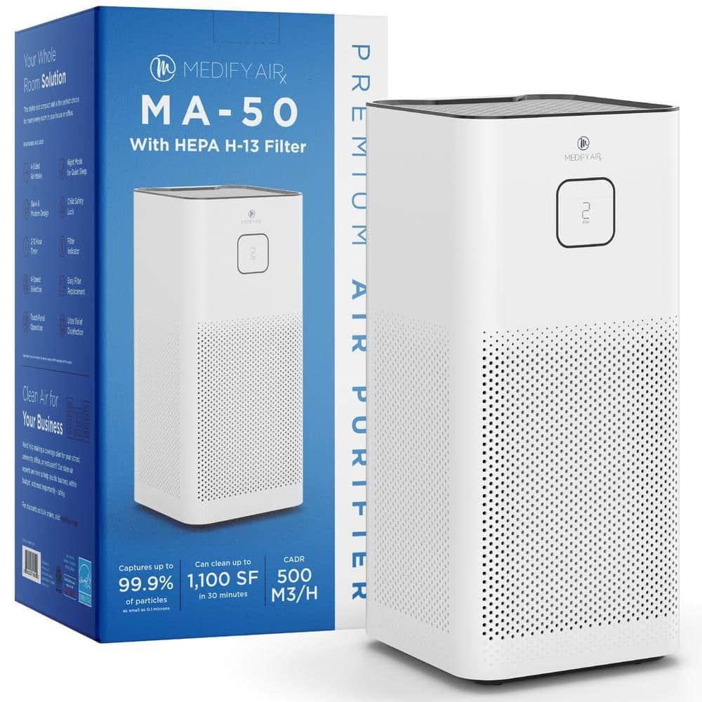 Medify Air MA-50 Air Purifier with HEPA H13 Filters - 1100 Sq ft Coverage for Pollen - White, 1-Pack