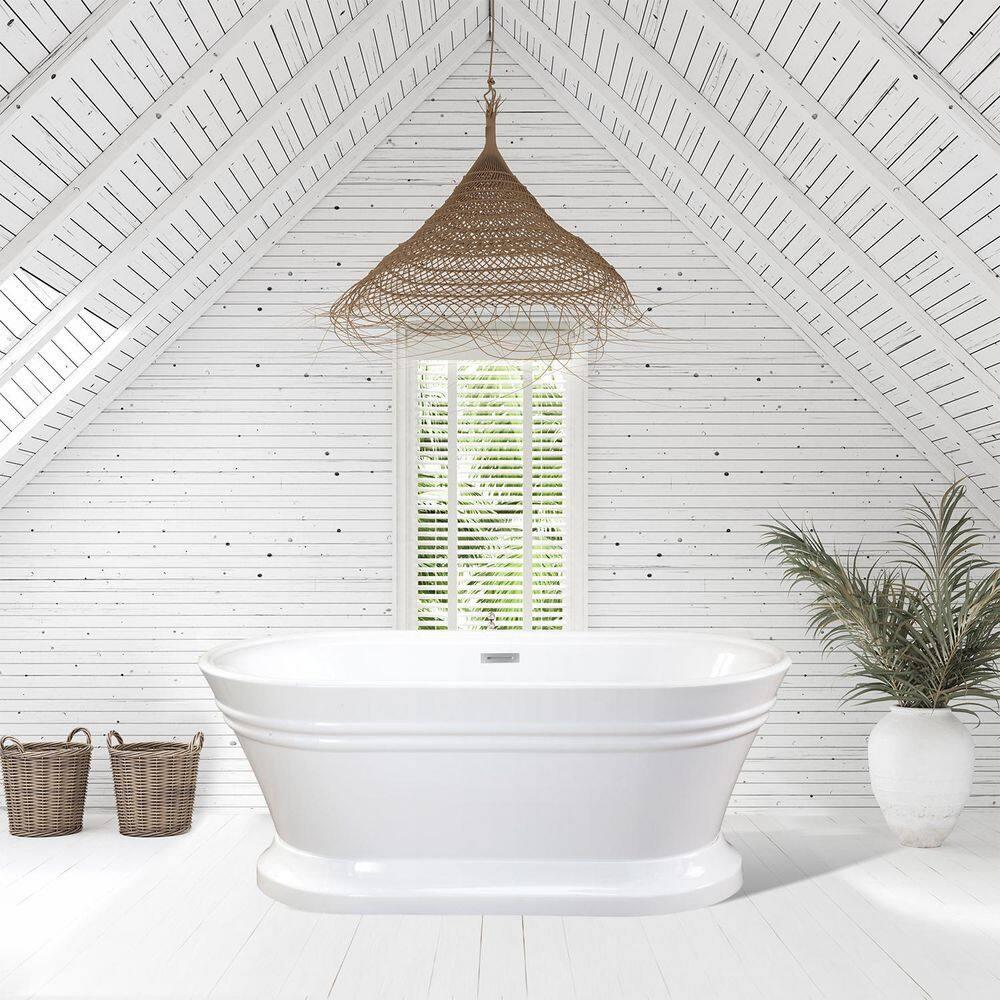 Solace 59.1'' x 29.5'' Freestanding Soaking Acrylic Bathtub