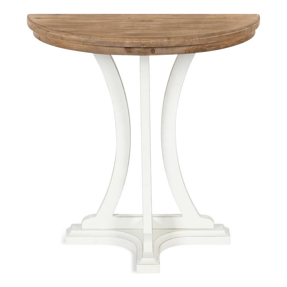 Kate and Laurel Linsley Half Circle Wood Console Table, 30x15x31, Rustic Brown