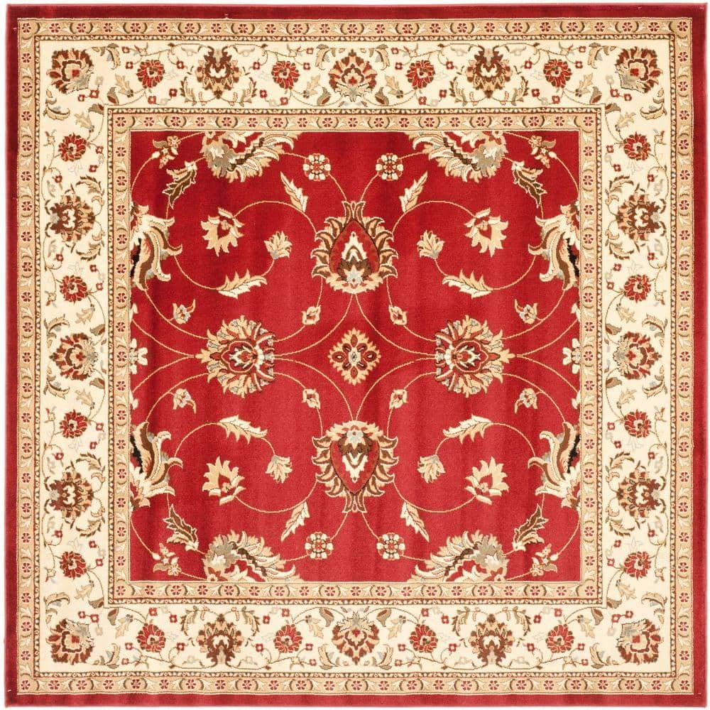 Lyndhurst LNH553 Power Loomed Area Rug - Red/Ivory - 6'7"x6'7" - Safavieh.