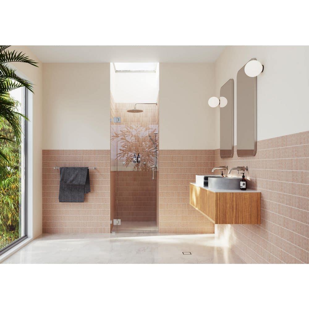 Halo 34 in. x 78 in. Frameless Glass Hinge Shower Door