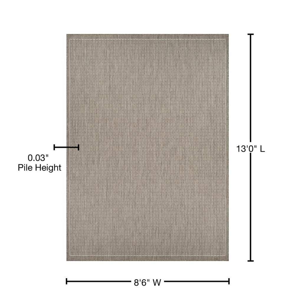 Couristan Recife Saddle Stitch Indoor /Outdoor Area Rug, Champagne- Taupe, 8'6" x 13'