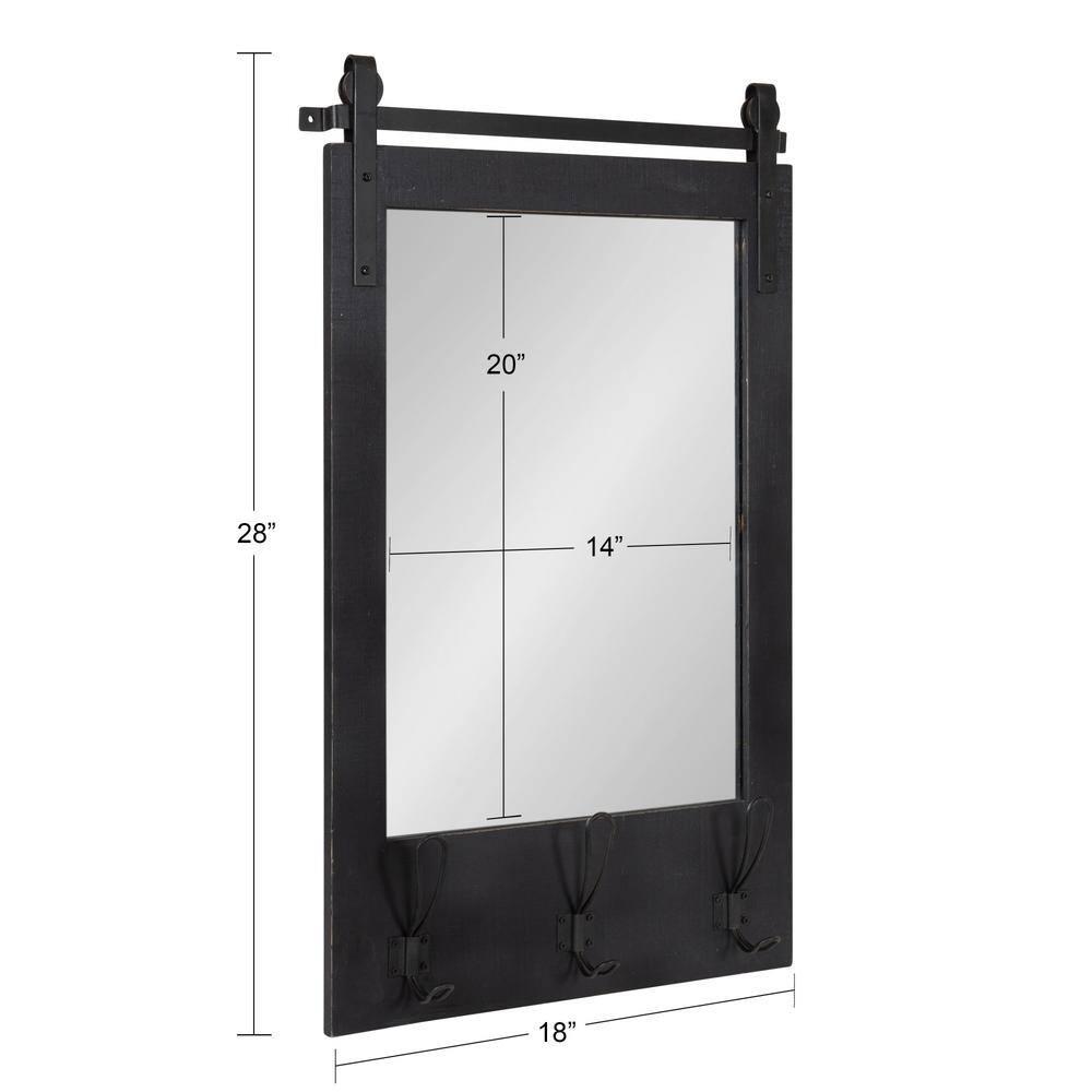 18" x 28" Cates Functional Wall Mirror Black - Kate & Laurel All Things Decor: Rustic Farmhouse, Wooden Frame, No Assembly Required