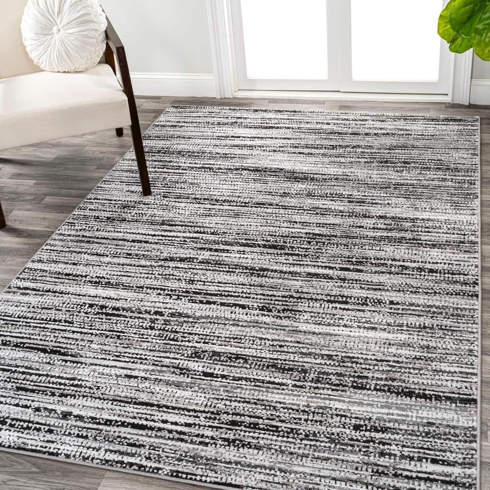 JONATHAN Y Loom Modern Strie'  Black/Gray 8 ft. x 10 ft. Area Rug