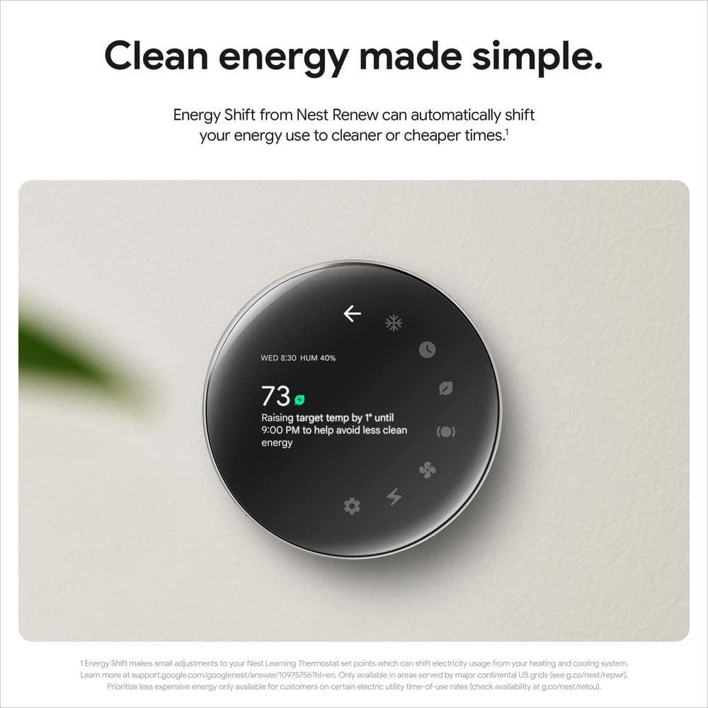 Google Nest Learning Thermostat (4th Gen) with Nest Temperature Sensor (2nd Gen) - Black: Wi-Fi, Energy Star, App Control