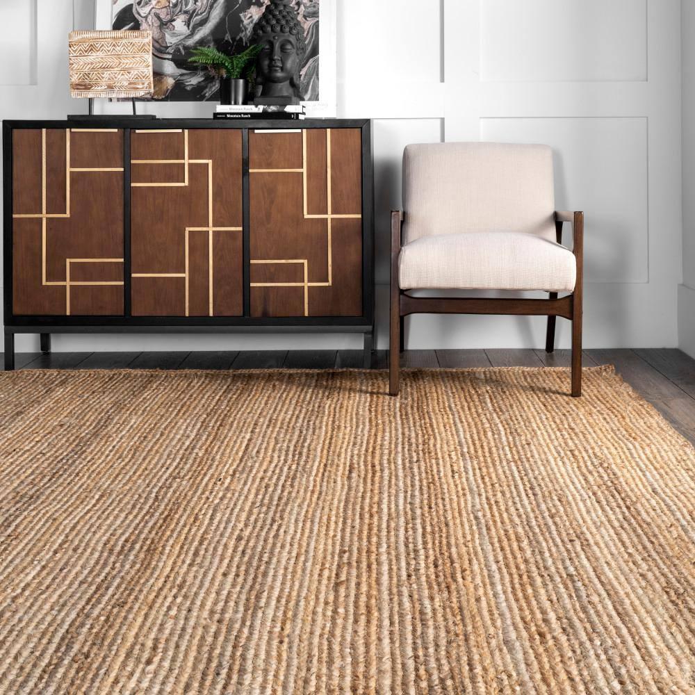 nuLOOM Rigo Hand Woven Farmhouse Jute Area Rug, 3' x 5', Natural