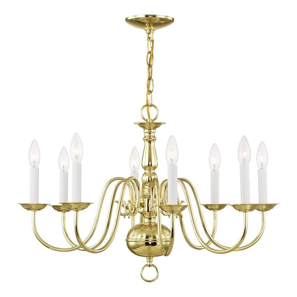 Livex Lighting Williamsburgh 8 - Light Chandelier in  Polished Brass