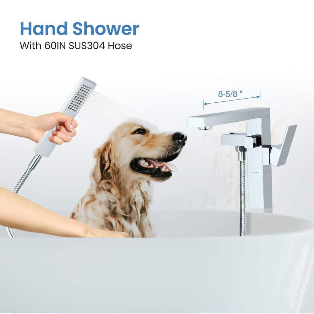 Cube Floor Tub Spout with Diverter