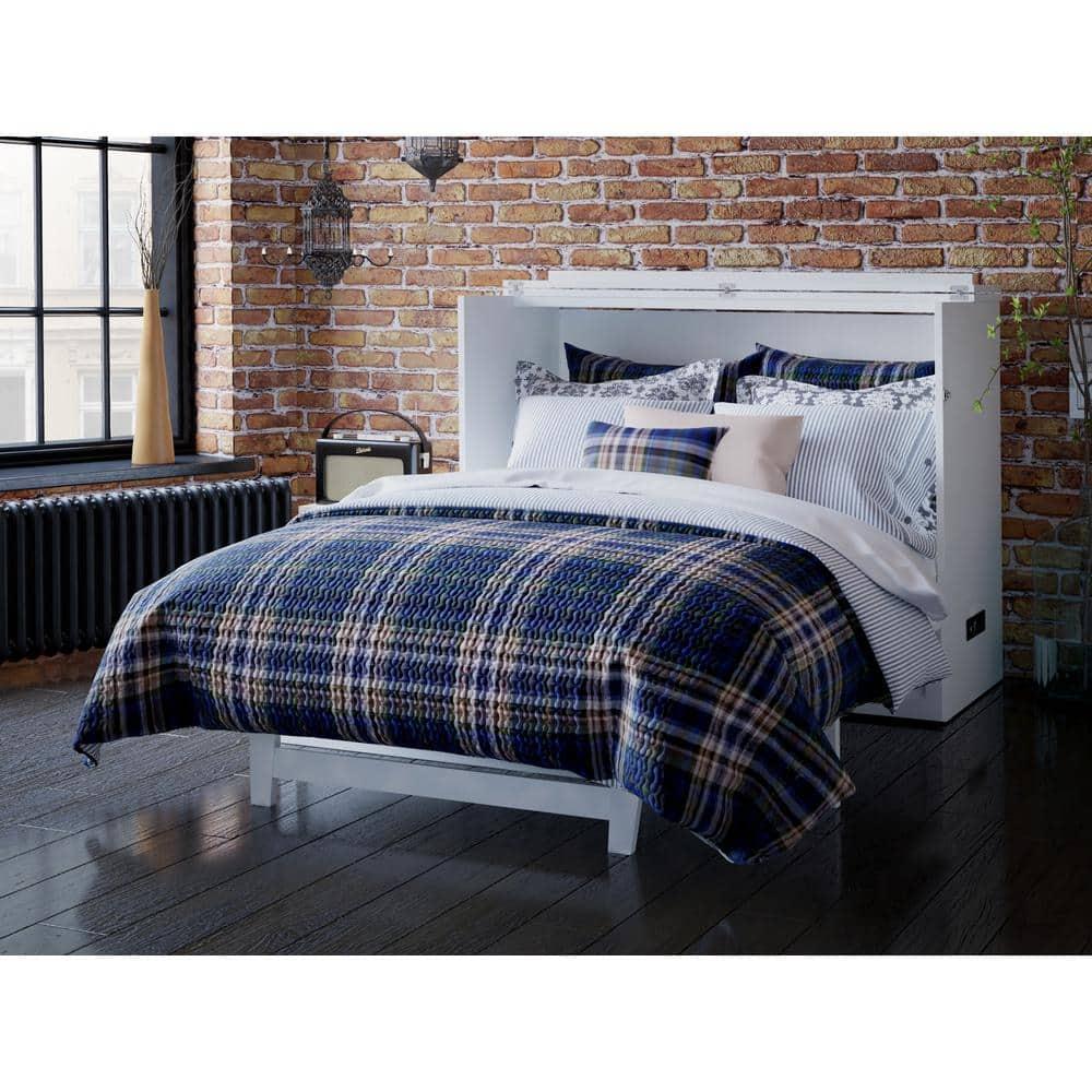 Full Deerfield Murphy Bed Chest USB Turbo Charger White - AFI