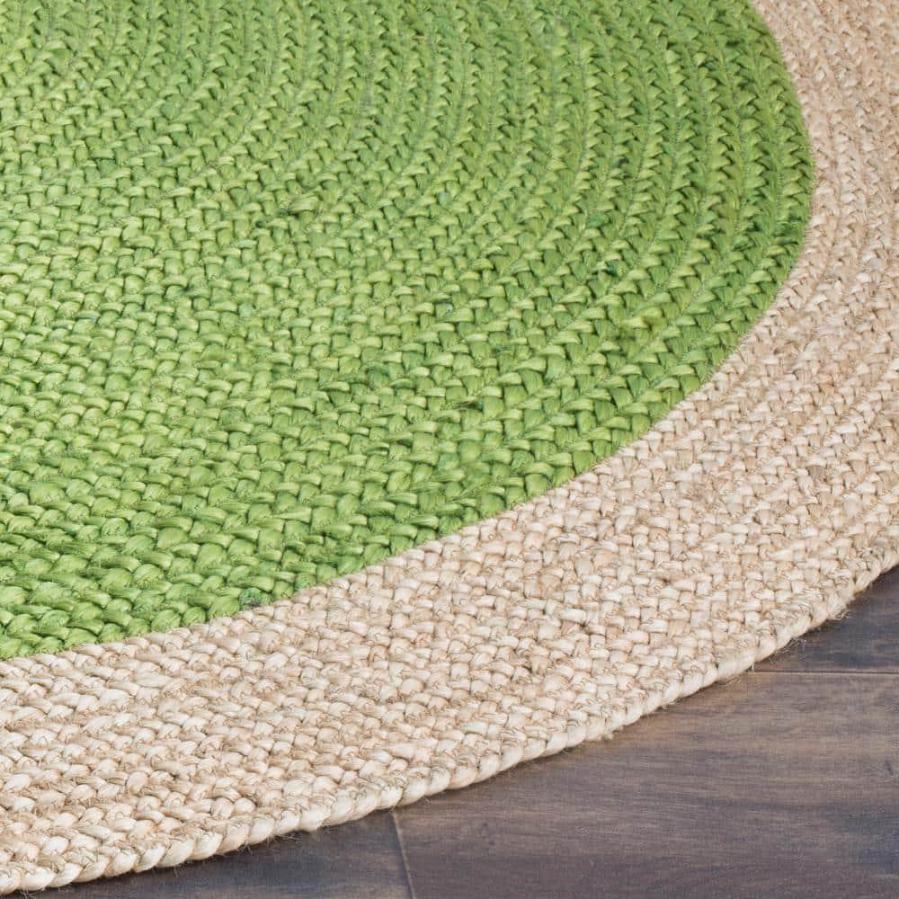 Natural Fiber NF801 Hand Woven Area Rug - Green/Natural - 3'x5' Oval - Safavieh.